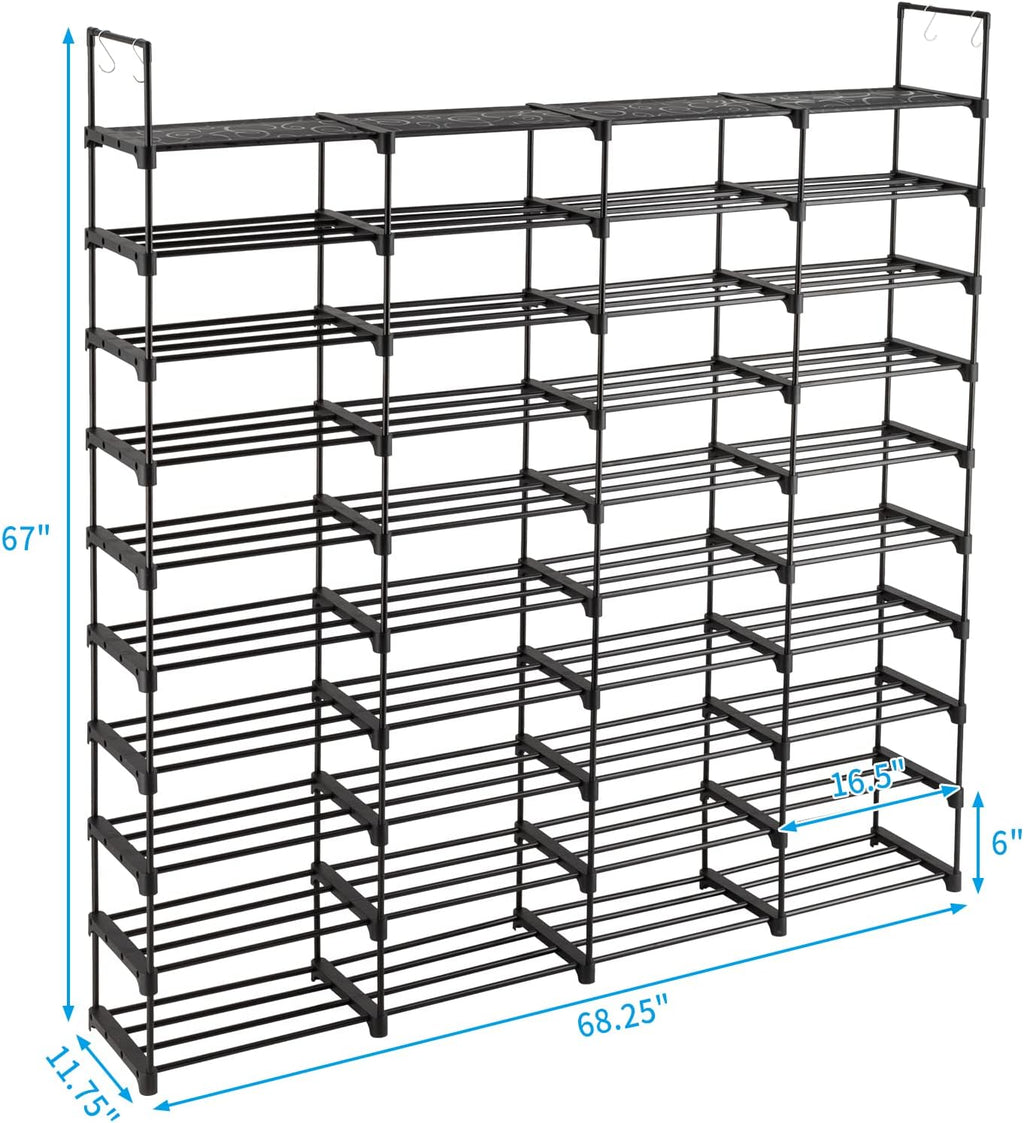 Black 80 Pairs Metal Shoe Rack Q2859