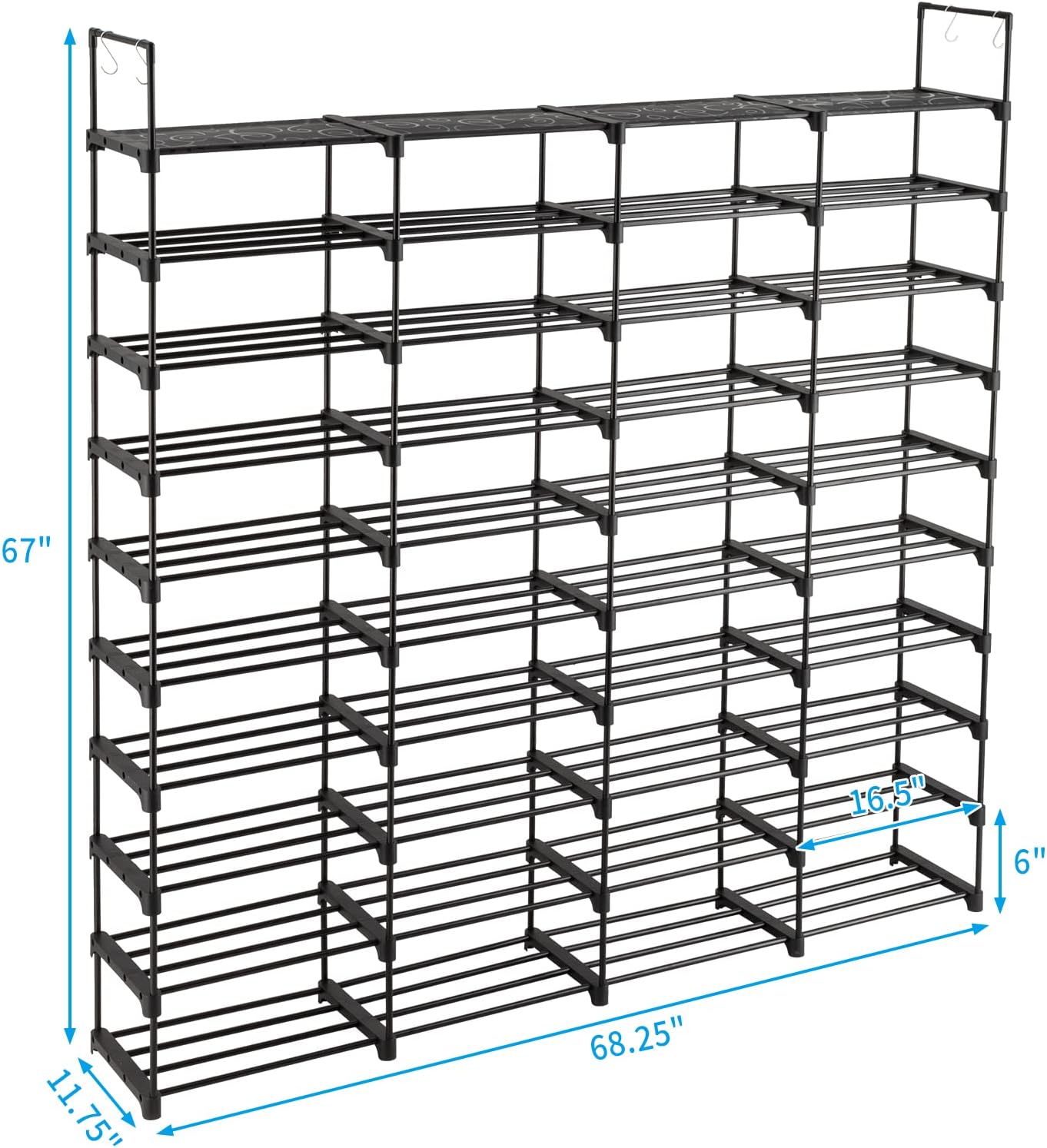 Black 80 Pairs Metal Shoe Rack Q2859