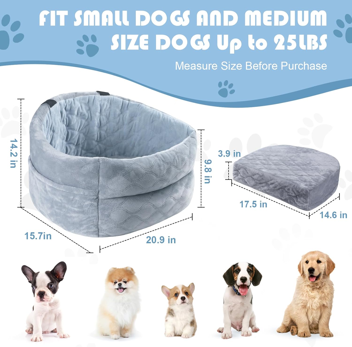 Washable Dog Booster Car Seat with Memory Foam Cushion Q9941