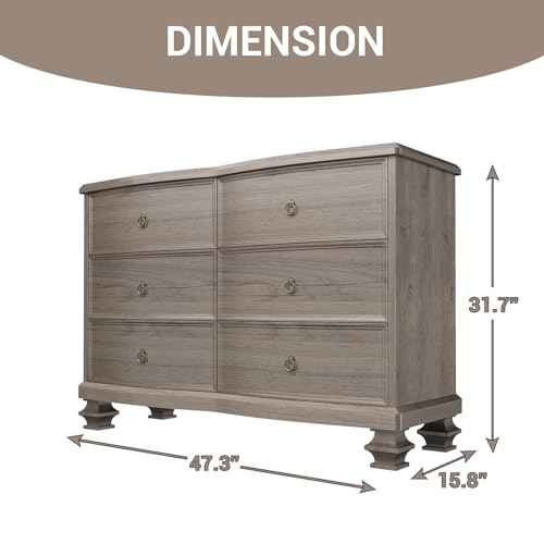 White 6 Drawer Wooden Dresser M164