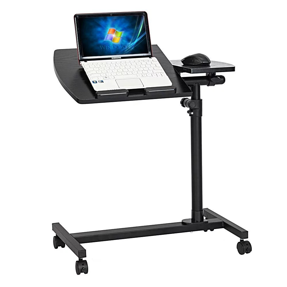 Adjustable Black Laptop Desk Rolling Cart Sofa Over Bed Notebook Table Stand S4791
