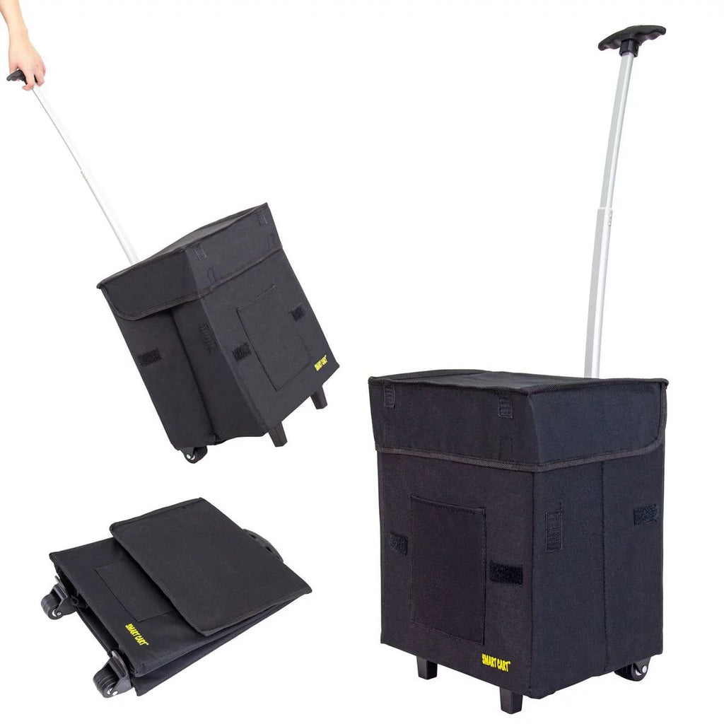 Black Collapsible Rolling Utility Cart L686432