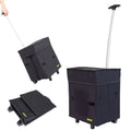 Black Collapsible Rolling Utility Cart L686432
