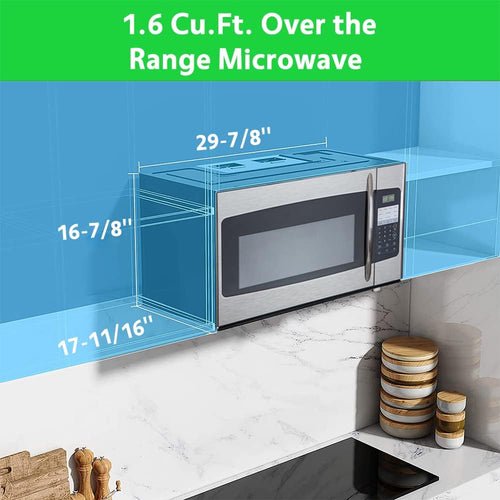 1.6 Cu.Ft. Over the Range Microwave 30 Inch with Vent, Smudge-Proof Stainless Steel Y191