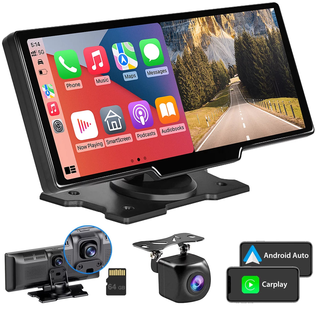 9.3" Portable Car Stereo with 2.5K Dash Cam and 64G SD Card Y2039