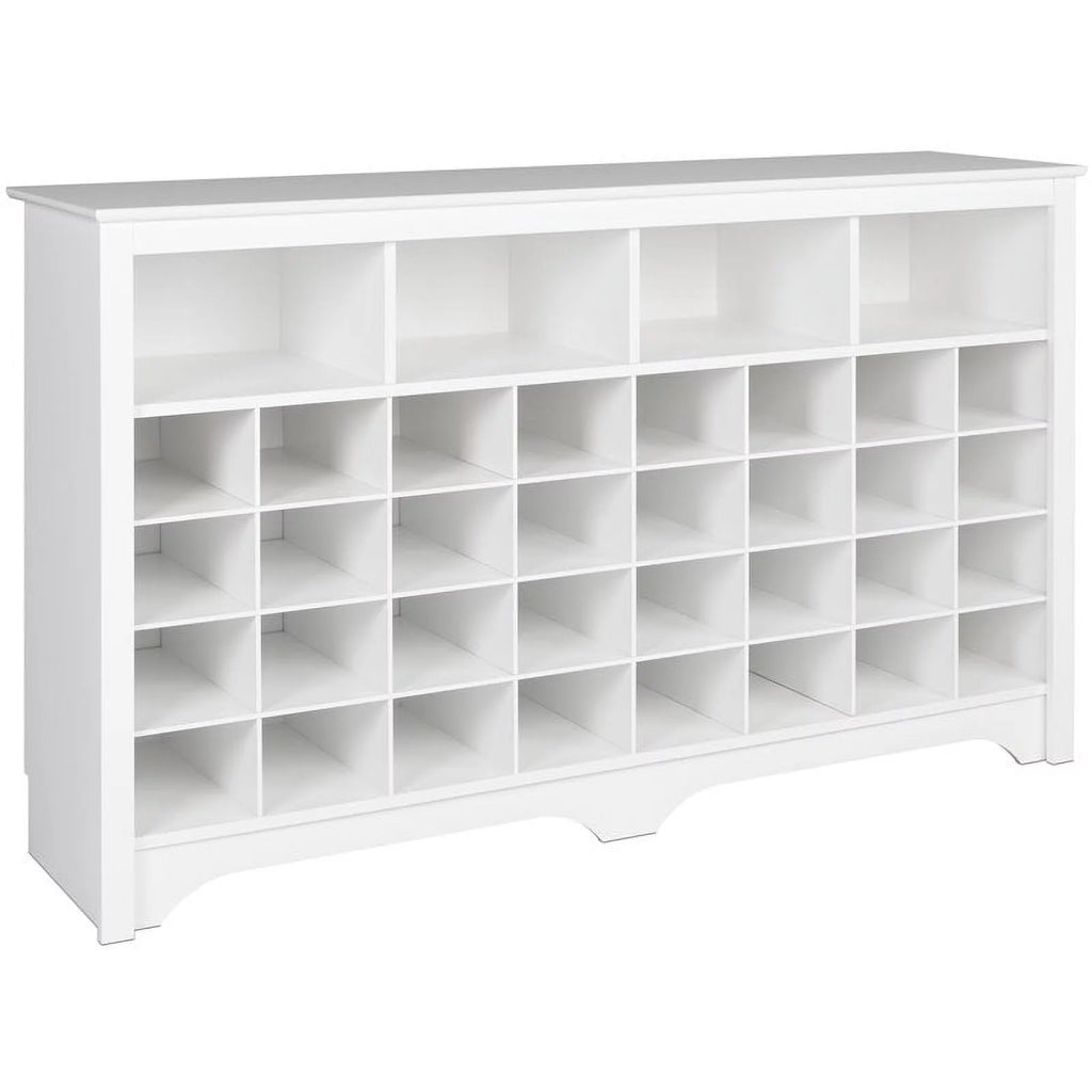 White 36 Cubby Engineered Wood Shoe Cubby Console T71387