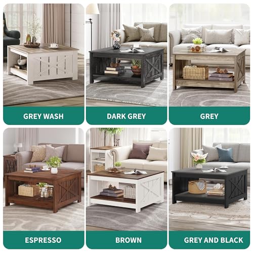 Brown Square Coffee Table with Storage I314034
