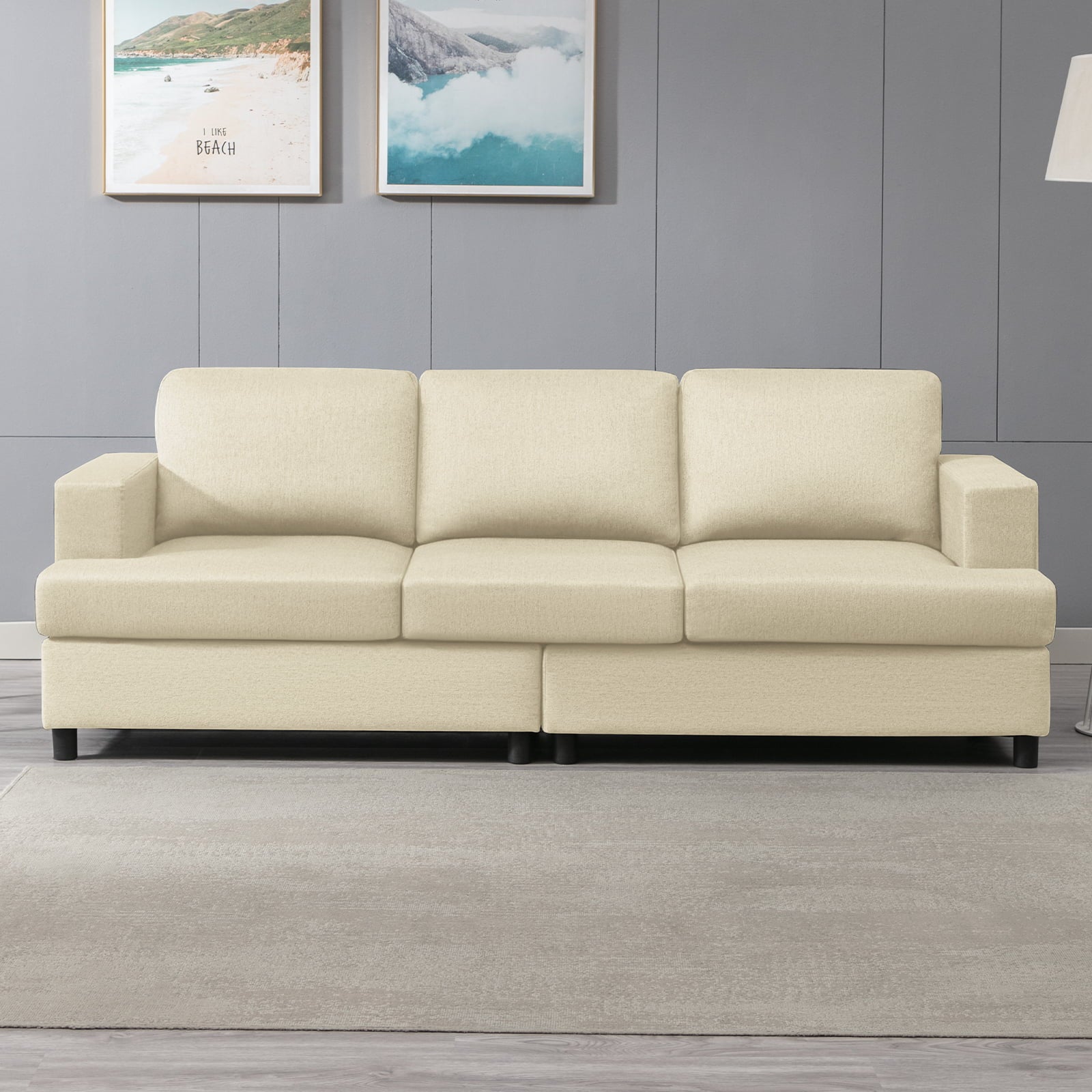 Beige Fabric 3-Seater Sofa J30464