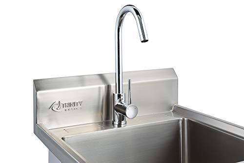 Stainless Steel Single Bowl Utility Sink, 21.5” x 24” x 49.2”, Silver D31086