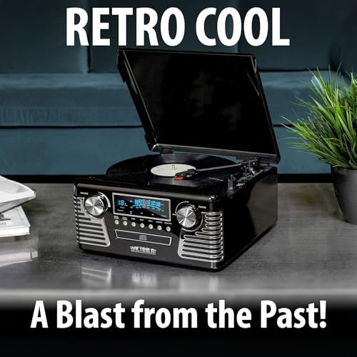 Black 3-Speed Turntable with CD Player, AM/FM Radio, Bluetooth P515544
