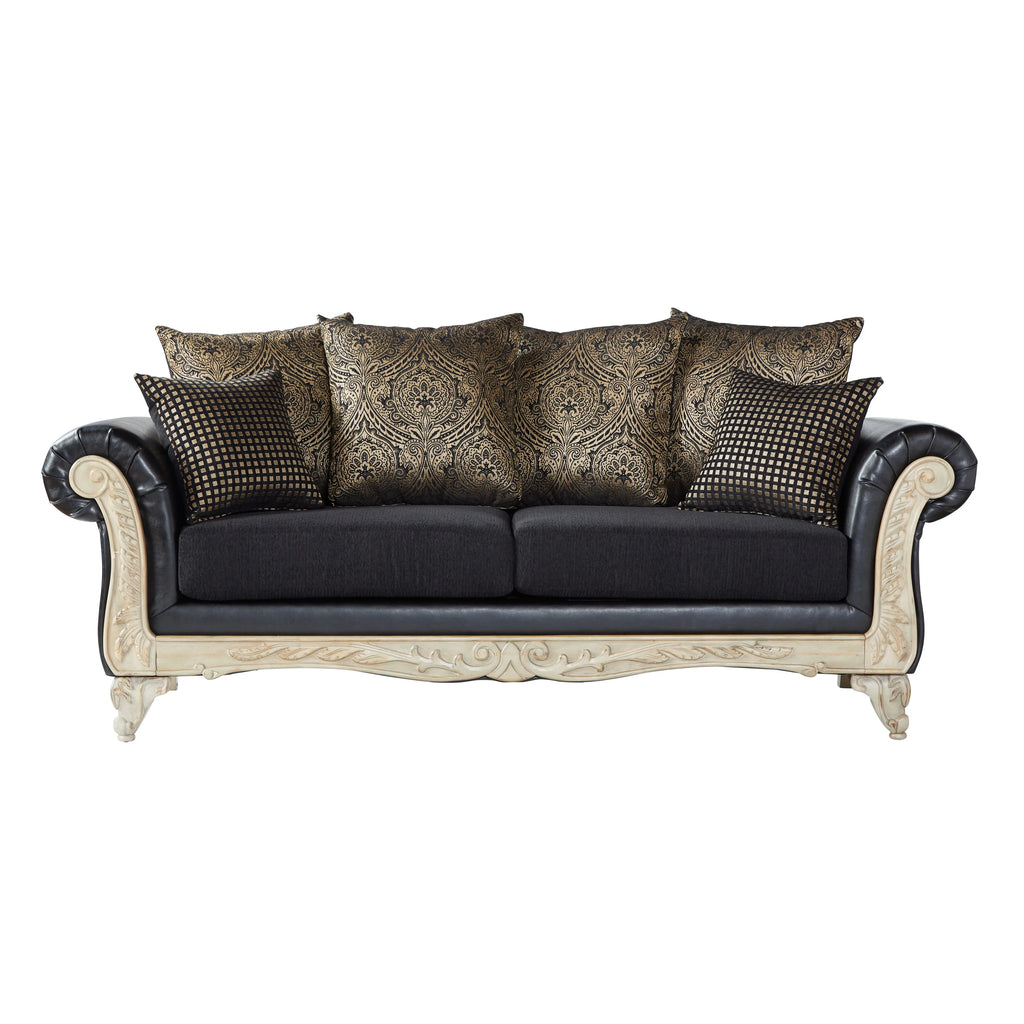 Wood Frame Faux Leather Sofa and Loveseat with 3-Piece Tables Set B853743