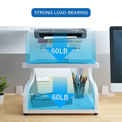 2 Tiers Wood Desktop Printer Stand with Storage P14433