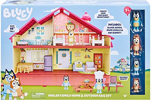Bluey Mega Bundle Family Home & BBQ Playset, 4 Figures, 13+ Removable Furniture Pieces, Accessories R769