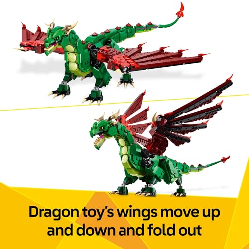 LEGO Creator 3 in 1 Medieval Dragon Toy Building Toy with 3 Build Options D96763