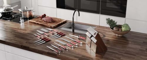 German HC Steel Knife Set Block with Wood Stand X6999