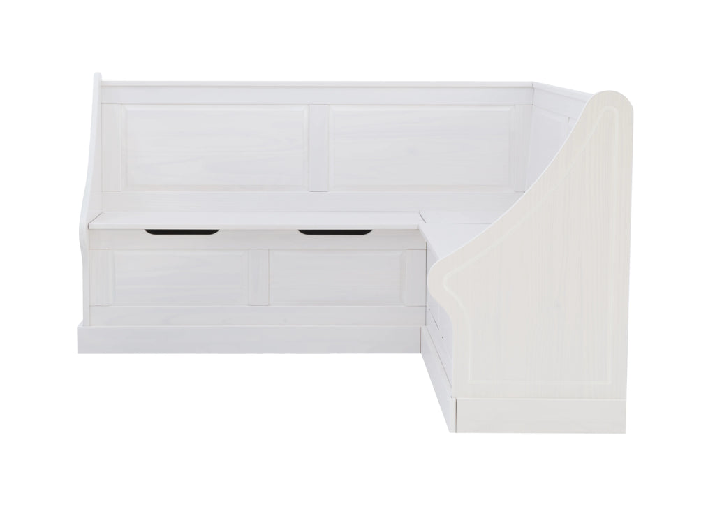 White Wood Corner Dining Bench with Storage, Seats 4 B811