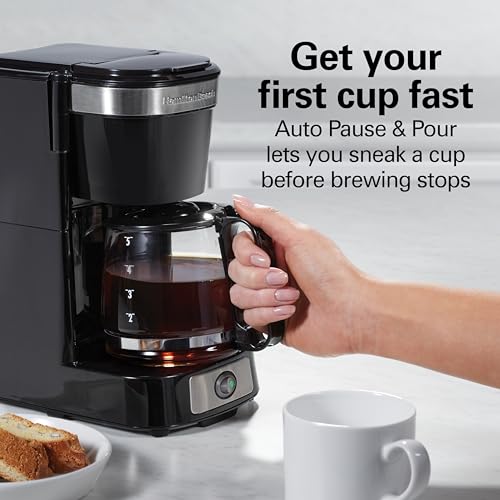5 Cup Drip Coffee Maker with Glass Carafe, Black & Stainless Steel E6777