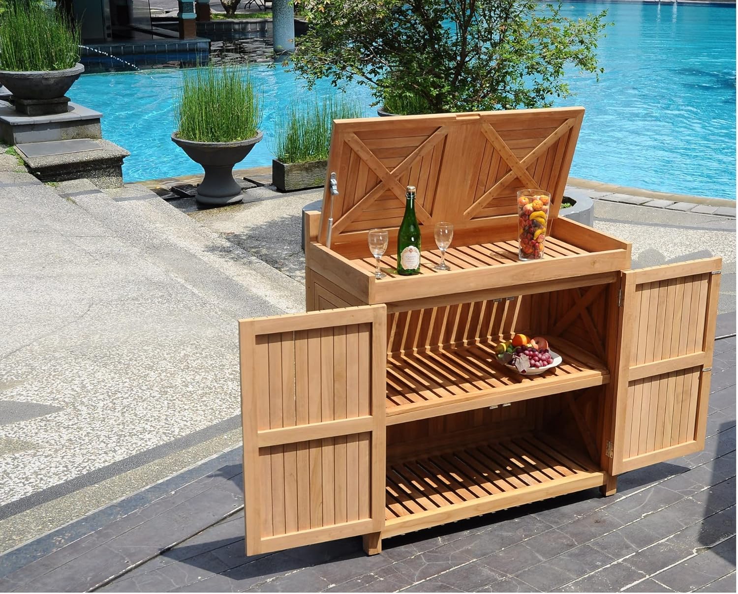 Teak Wood Outdoor Storage Cabinet H7537