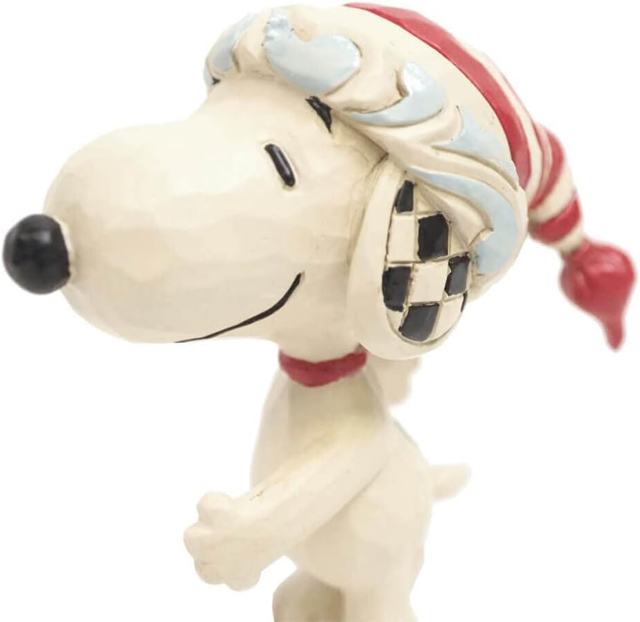 Snoopy with a Christmas Cap Miniature Figurine, 3 Inch, Multicolor A68187