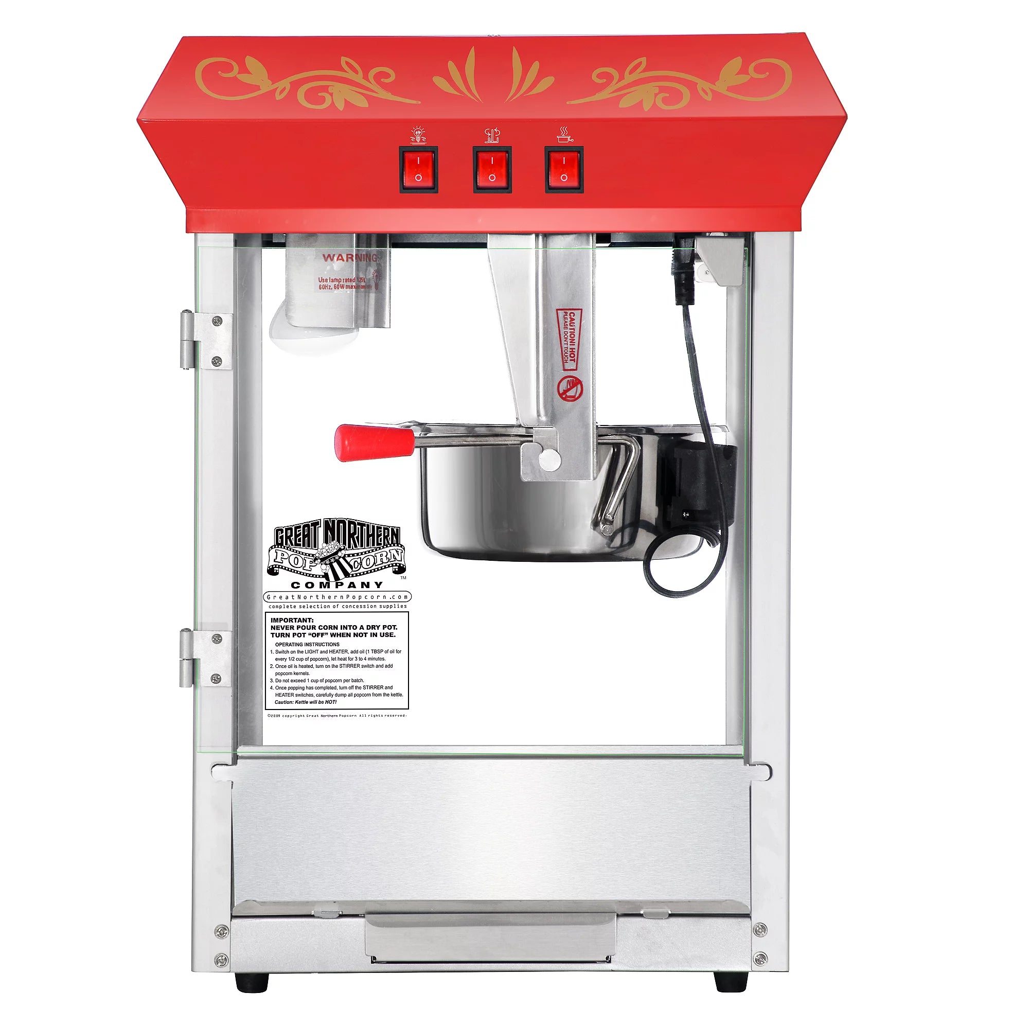 Red Countertop Popcorn Popper Machine, 8 Ounce Z606