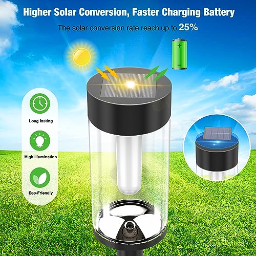 8 Packs Solar Torches with Flickering Flame Waterproof Transparent LED Solar Pathway Lights R3429