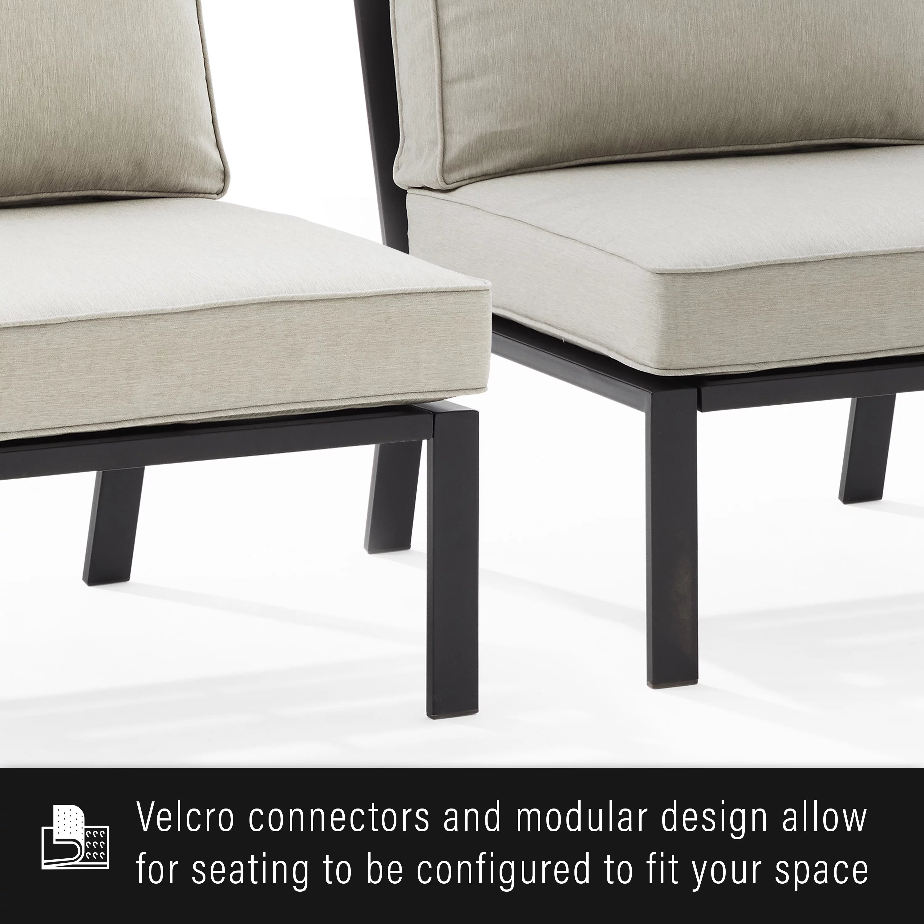 Outdoor Metal Sectional Center Chair Taupe Matte Black D93873