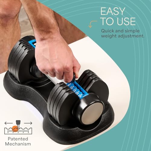 Adjustable Dumbbells Set - 5in1-15lb 25lb 43lb 55lb with Rack O905811