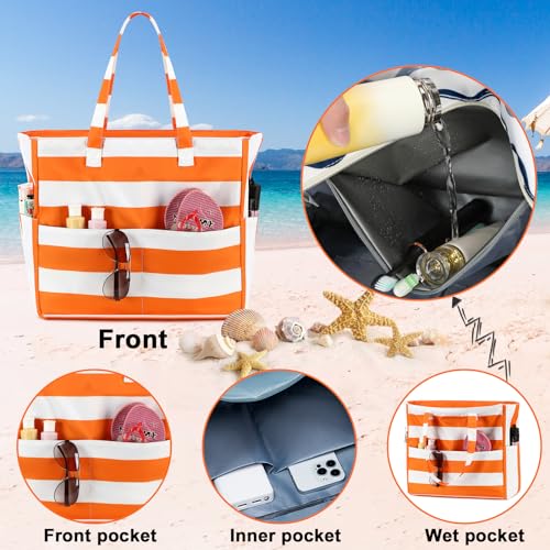 Extra Large Waterproof Beach Tote with Wet Compartment L30712