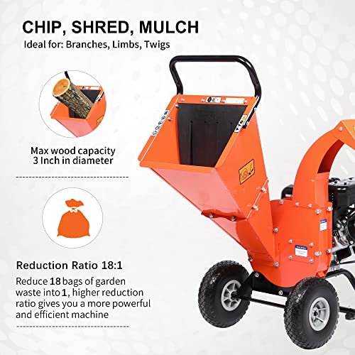 7 HP 212cc Gas Powered Wood Chipper Shredder Mulcher W7529