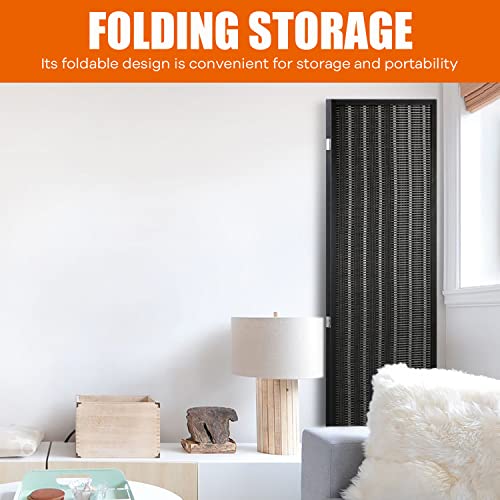 Black 4 Panel Bamboo Room Divider L80359