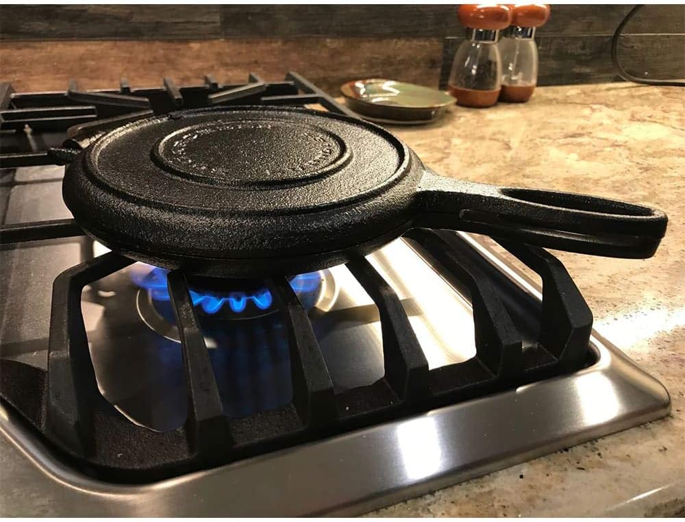 Cast Iron Waffle Maker, Two Piece Hinged Non-Electric Waffle Iron W9793