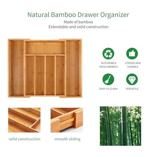 Bamboo Cutlery Tray Silverware Drawer Dividers Q463032