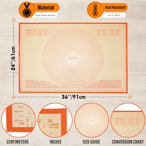 Non-slip Silicone Extra Large Baking Mat with Measurement T501830