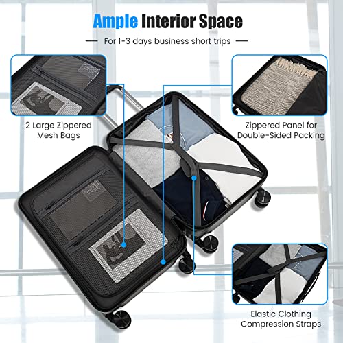 20 Inch PC Hardside Carry On Luggage with Front Pocket K2034