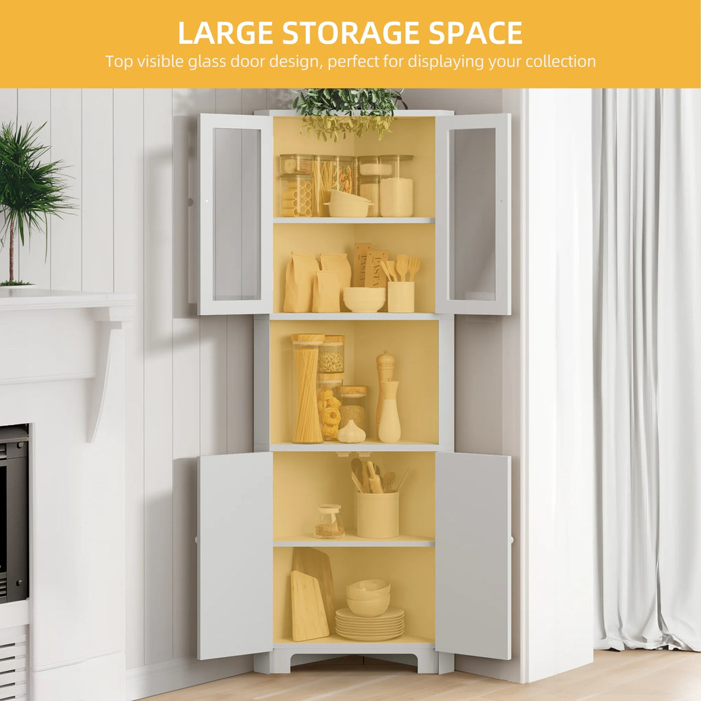 White 4 Door Tall Corner Storage Cabinet C45781