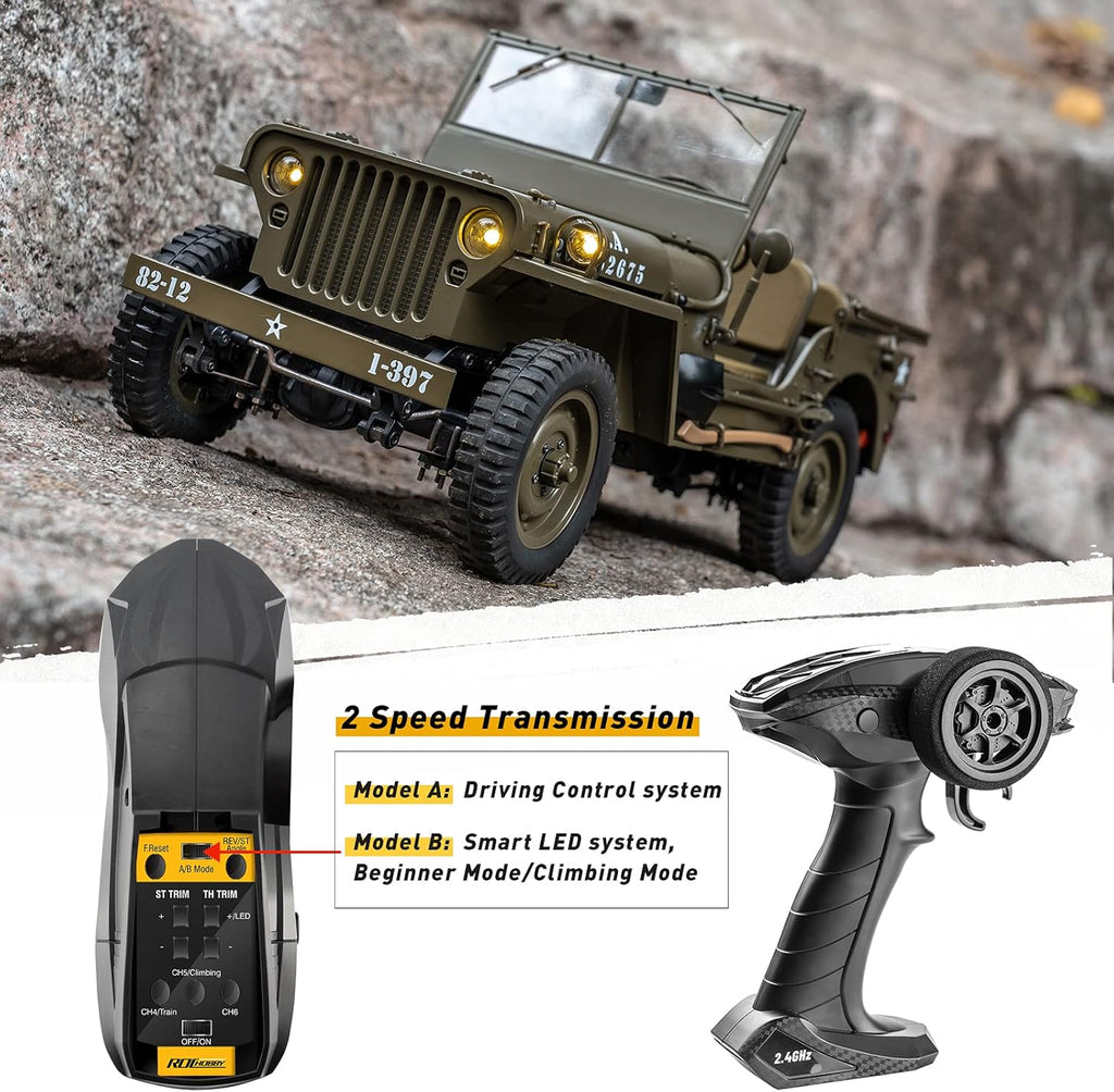 1/12 1941 MB Scaler RC Jeep 4x4 RTR RC Rock Crawler Military B84233