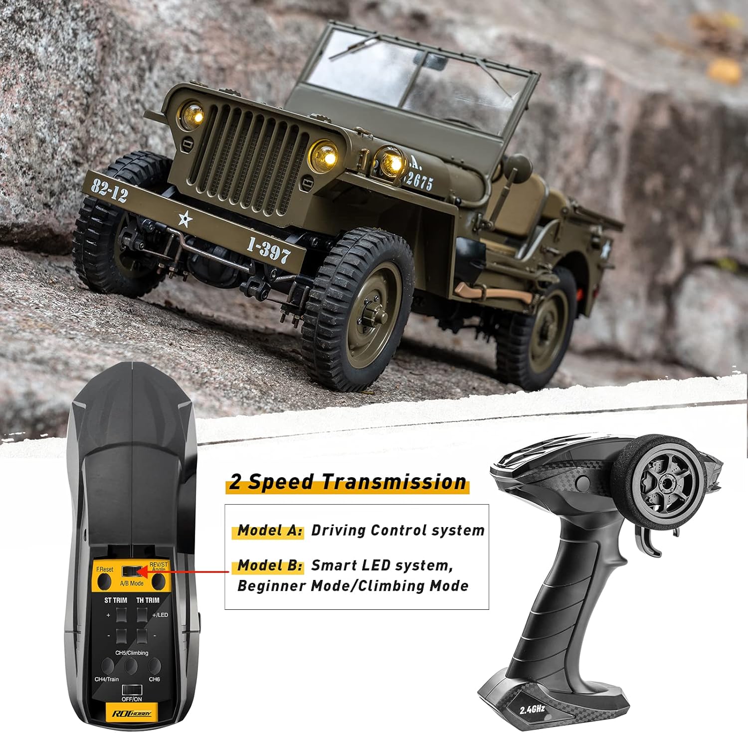 1/12 1941 MB Scaler RC Jeep 4x4 RTR RC Rock Crawler Military B84233