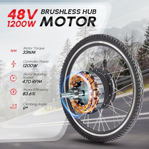48V 1200W 26" Electric Bike Hub Motor Kit E89164