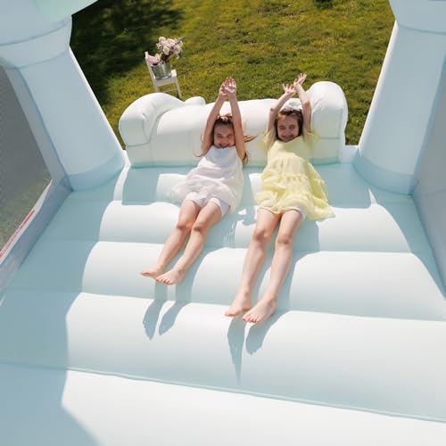 Pastel Bouncy Castle with Slide, 12 ft L x 9 ft W x 7 ft H, UL Blower Included O204