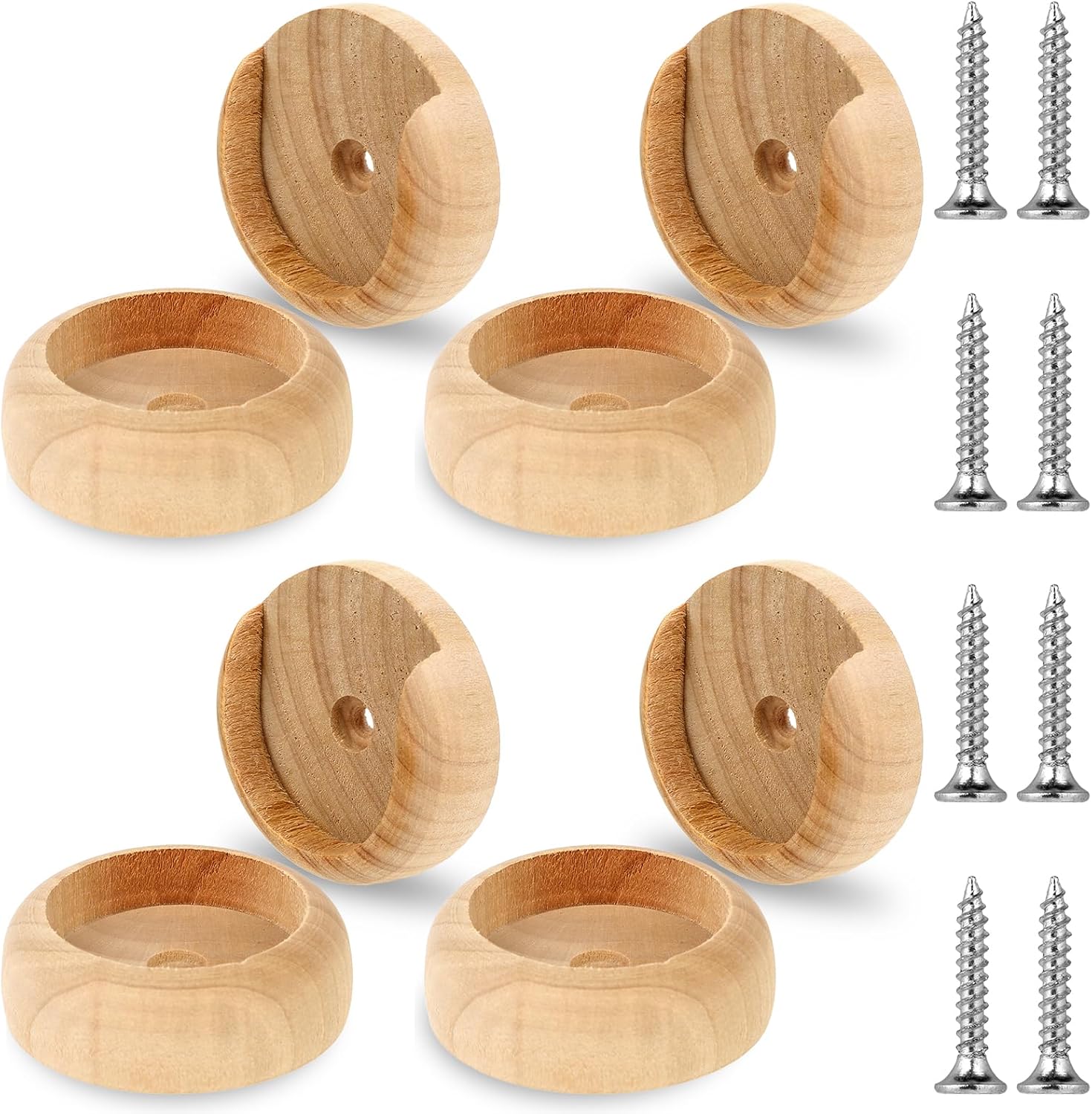 4 Sets Solid Wooden Closet Rod Holders with Screws Q538134