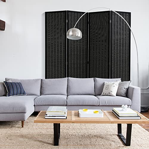Black 4 Panel Bamboo Room Divider L80359