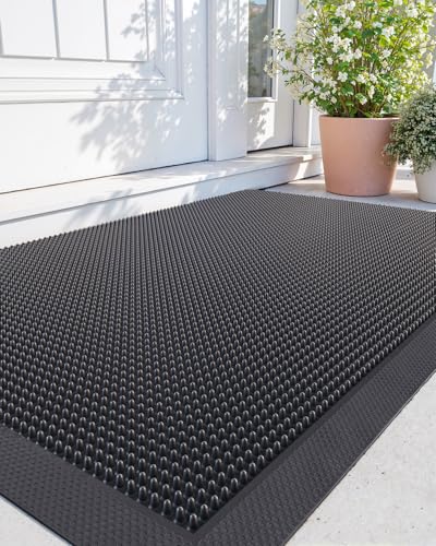 Heavy Duty Non-Slip Rubber Entry Mat, 24x36, Black P8830