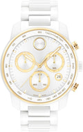 Swiss Quartz Chronograph Ceramic Link Bracelet Sport Watch 44mm C1735