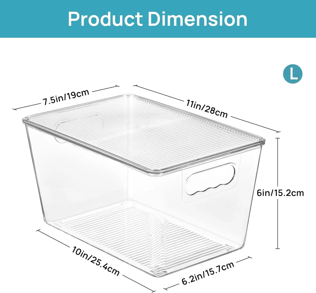 Clear Stackable Storage Bins with Lids, Large Plastic Containers with Handle S618