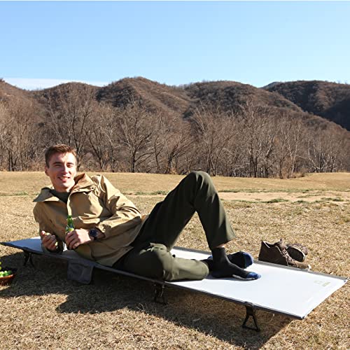 Ultralight Folding Camping Cot, Beige, 75 × 25 × 4.7 inches J236614