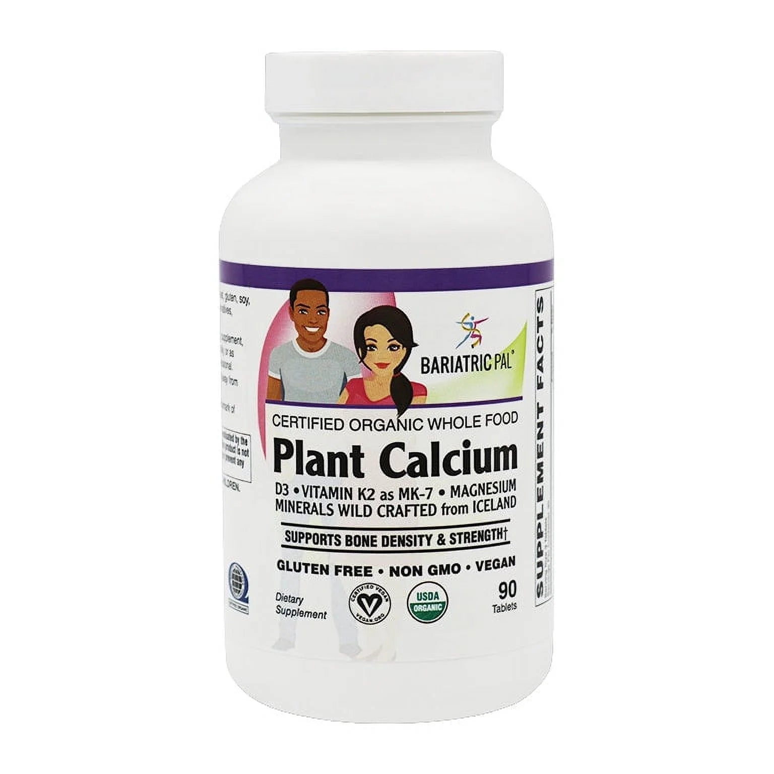 90 Tablets Algae Based Calcium 1,000 mg Tablets with Magnesium, D3, and K2 J548