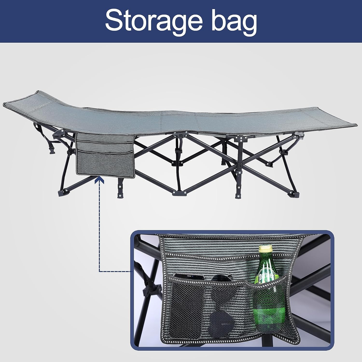 Camping Cot with Mattress, Carry Bag, Folding Cot G1398