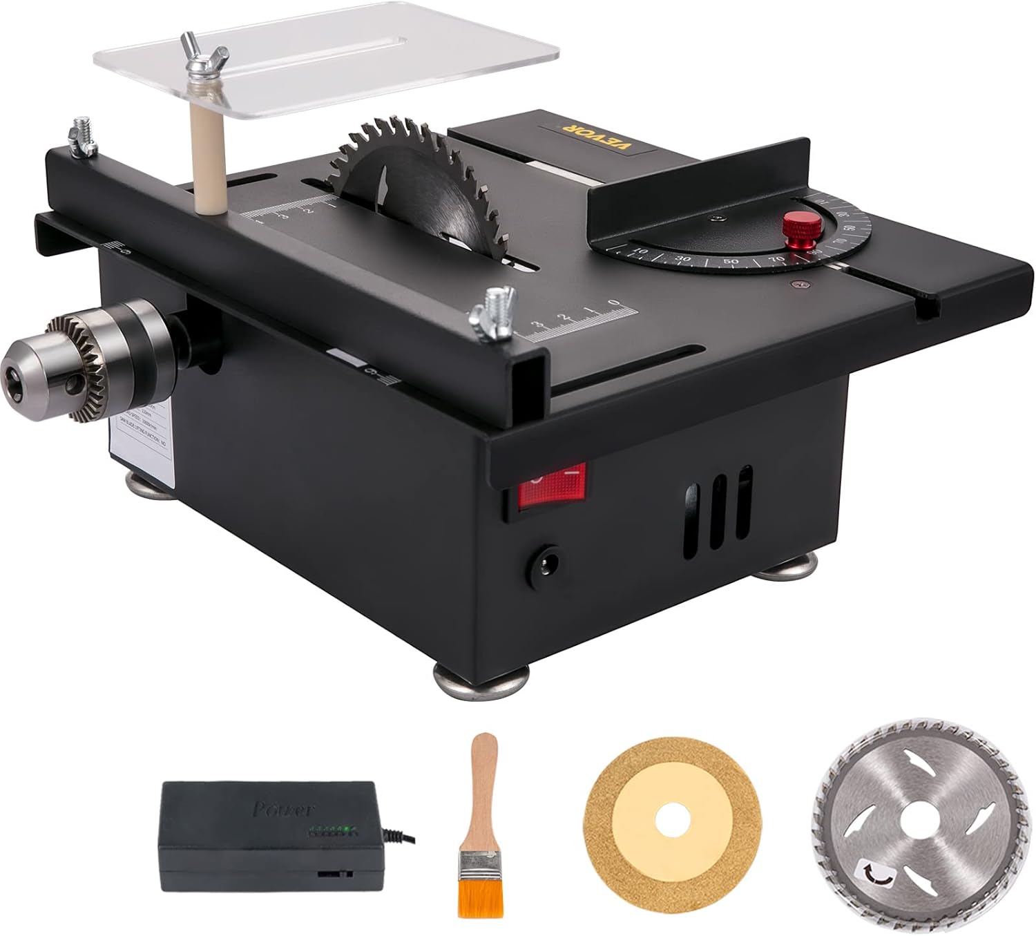 Mini Table Saw, 96W, 0-90 Angle Cutting, 7-Level Speed Adjustable, 1.3in Cutting Depth M8915