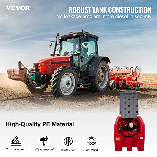 58 Gallon 10 GPM Diesel Fuel Tank with 12V Electric Transfer Pump and 13.1ft Rubber Hose H6634