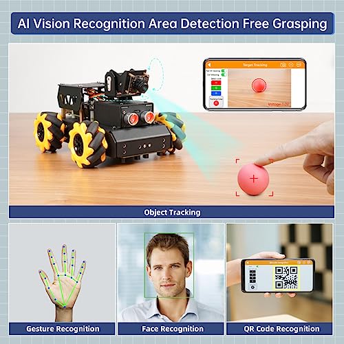 Raspberry Pi 4B 8GB AI Vision Robot Kit with Mecanum Wheels U49409